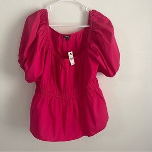 Express Fuchsia Puff Sleeve Blouse
